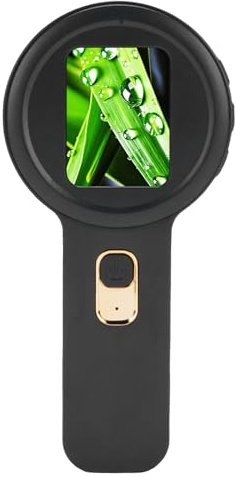 Ausla Tragbare Digitale Lupe mit LED-Licht Zur Naturbeobachtung, 200-faches Handmakromikroskop mit Dual-Lichtquelle für Juweliere und Bastler (Black)