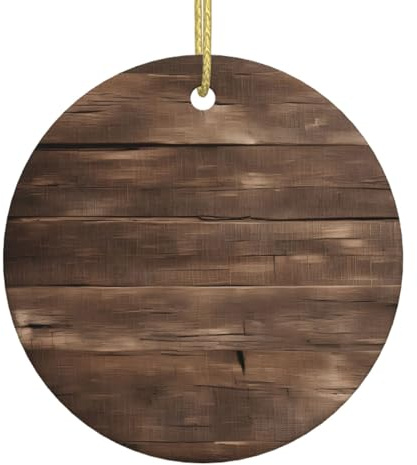 Rustic Old Barn Wood Print Christmas Tree Ceramic Hanging,Christmas Tree Print Holiday Pendant Ornament