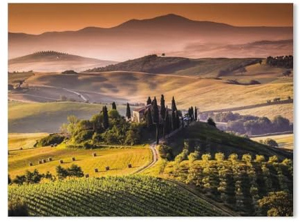 Puzzles for Adults Jigsaw Puzzles 1000 Pieces for Adults Kids，Wine-growing region and landscape in Tuscany，Artwork Intellective Educational Toys Gifts（38x26cm）-AE82