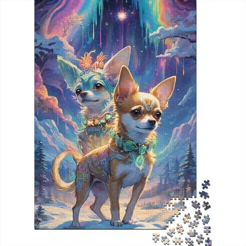 Chihuahua Fantasy Art aus Karton Zwei Bunte Chihuahuas Puzzle Erwachsene Entspannung Geburtstag