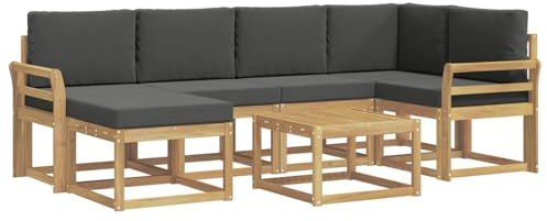 vidaXL Outdoor-Sofagarnitur 7 pcs Weiß und Anthrazit Massivholz Akazie, Garten Sofa, modernes Eckset, wetterfestes Loungemöbel, Terrassen Sitzmöbel für entspannten Komfort