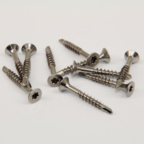 100 Stück Spanplattenschrauben 4,5 X 40/24 TORX T-20 mit Bohrspitze (Teilgewinde), Senkkopf u. Innensechsrund, Edelstahl A2