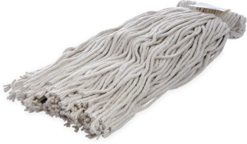 SPARTA Flo-Pac Mop Head Cut-End, Screw Top with White Band for Organized Cleaning, 18 Inches, White, (Pack of 12)