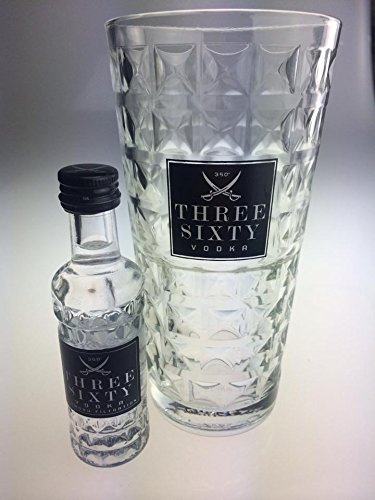 Geschenkidee: THREE SIXTY VODKA Glas + Miniatur