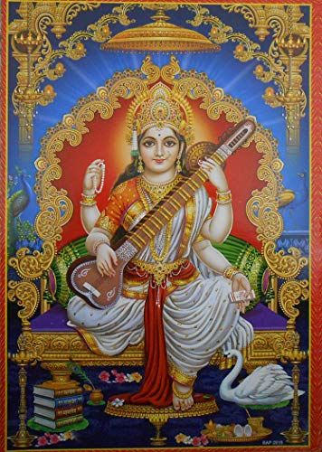 India Crafts Poster Göttin des Wissens: Göttin / Mutter Saraswati / Hindu-Göttin – Nachdruck auf Papier (ungerahmt: Größe 25,4 x 40,6 cm)