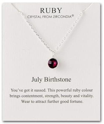 Philip Jones July (Ruby) Birthstone Necklace Created with Zircondia® Crystals