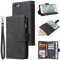 UEEBAI Wallet Case for iPhone 6 Plus iPhone 6S Plus, Premium Vintage PU Leather Magnetic Closure Handbag Zipper Pocket Case Kickstand Card Holder Slots with Wrist Strap TPU Shockproof Flip Cover-Black