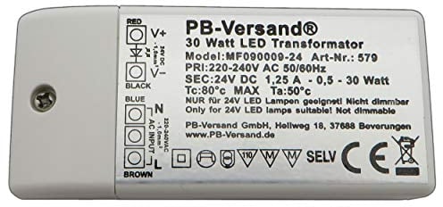 LED Leuchmittel mini Trafo 24 Volt DC 30 Watt (H 20mm) Gleichspannung Netzteil Treiber Transformator Driver Niedervolt LED-Transformator