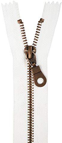 Jajasio 3 Stk. Reißverschluss Metall Altmessing nicht teilbar in 13 Farben weiss 30cm Metallreißverschluss für Jacken Taschen Hose Geldböre Jeans