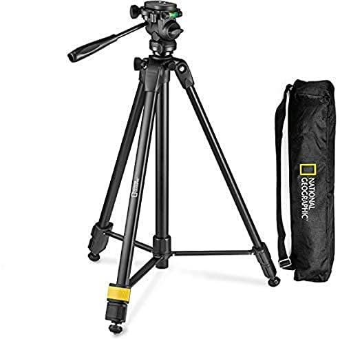NATIONAL GEOGRAPHIC Kit treppiede fotografico con monopiede, borsa per il trasporto, testa a 3 vie, sgancio rapido, gambe a 3 sezioni, serratura a leva, colonna centrale con ingranaggio, carico fino a