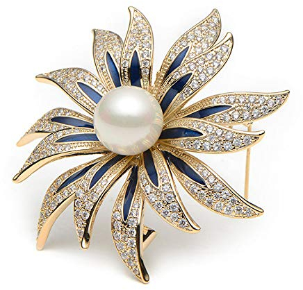 MAITONGG Brosche Für Frauen Schnalle Kupfer Strass Emaille Blume Broschen Simulierte Perle Blumenstrauß Brosche Stifte Schal Schnalle Geschenk Schal Kleidung Mantel Abzeichen Brosche Geschenk