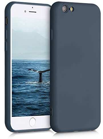 kwmobile Hülle kompatibel mit Apple iPhone 6 / 6S Hülle - gummierte TPU Silikon Handyhülle - Schutzhülle für kabelloses Laden - Case in Dunkler Schiefer