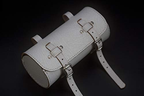 London Craftwork ROL-WH Klassische Satteltasche / Lenkertasche aus echtem Leder, Weiß