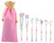 WBTY Lot de 7 pinceaux de maquillage mignons licorne avec poignée en métal pour fard à paupières, blush, fond de teint, correcteur, avec sac de rangement