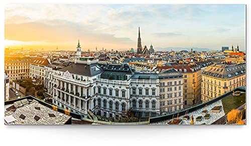 BilderKing Impostantes XXL Acrylglasverbund-Bild 180x90cm, Skyline als Panorama hinter 8mm Acryl gedruckt. Motiv Wien als Acrylbild für Wohnzimmer, Schlafzimmer