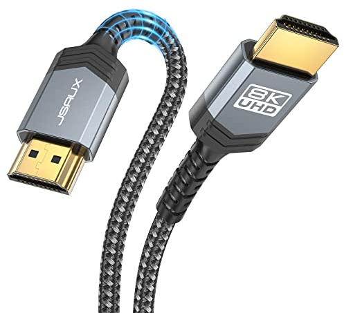 JSAUX Câble HDMI 8K 3 m, câble HDMI 8K (8K @ 60 Hz 7680 x 4320, 4K @ 120 Hz), prend en charge 48 Gbps eARC HDR10 HDCP 2.2 & 2.3 3D, compatible avec PS5, PS4, X-Box Series X, LG/Samsung QLED TV