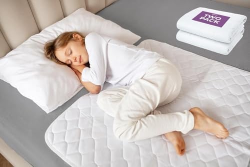 Lynmark® Kids 2x Potty training Bed Pads for Waterproof Protection - Bed Protector For Potty Training & Bed Wetting Toddlers & Children, Absolute Lifesaver for Your Mattress & Sheets, 70x85 cm White