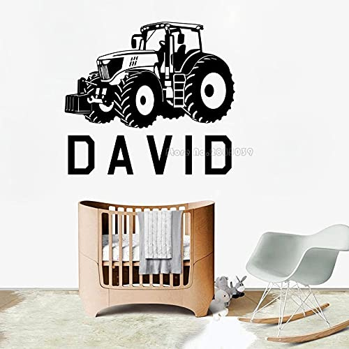 Zdklfm69 WandSticker Wandtattoos Traktor Personalisierte Name Traktor Kinderzimmer Vinyl Für Kinderzimmer Wohnkultur Kunst Poster 85x76cm