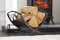 Heavy Duty Fireside Wood Store Indoors Outdoors Fire Place Log Grate Cradle Rack with Handles Storage Stand Holder Cast Iron (Black Leaf Design - LOG96)