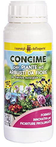 I consigli dell'esperto- Concime Liquido per Piante da Fiore 500 ml – Formula NPK 8-7-9 con Microelementi – Fioriture Abbondanti e Colori Brillanti per Vaso e Giardino Fiorito