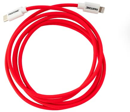 Celly, Cable USB-C a Lightning compatible con dispositivos Apple y sistema iOS, longitud 1,5 m, potencia soportada 60 W, conectores de PVC y revestimiento de nailon antidoblez, rojo