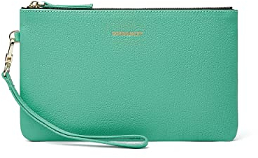 DORIS&JACKY Clutch aus Ziegenleder, mit Handgelenk, niedlich, klein, mit Riemen, Grün , Middle, Ziegenleder grün