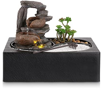Dyna-Living Indoor Water Fountains Tabletop Water Fountain with Warm Light