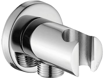 ADGO Rondo Winkelverbinder mit Duschhandgriff 1/2 Zoll, Duschanschluss mit Brausegriff, Winkelanschluss für Duschschlauch, Kupplung für Brauseschlauch, Winkelkupplung, Winkelverbindung (Chrom)