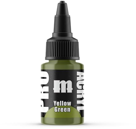 Monument Hobbies 065 - Pro Acryl Yellow Green Acrylic Model Paints for Plastic Models - Miniature Painting, no-Clog Cap, Comes Loaded with Glass Agitator
