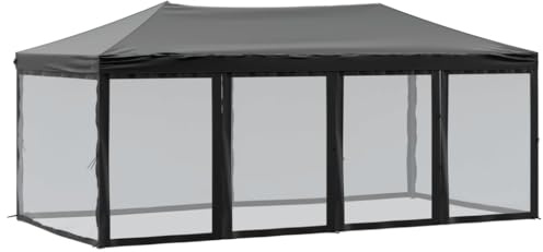 vidaXL Partyzelt Faltbar mit Seitenwänden Schwarz 3x6 m