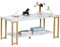GIANTEX Couchtisch Marmor Gold, Kaffeetisch Teetisch 2 Ablagen, Wohnzimmertisch modern Sofatisch Teetisch 110x49,5x45 cm, Akzenttisch mit Metallbeinen, Beistelltisch im Marmoroptik für Wohnzimmer