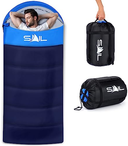 SAIL XL Schlafsack extra breit für große und große Personen, 3–4 Jahreszeiten, 2,7 kg, 400 g/m², Winter und kühles Wetter, leicht, wasserdicht, für drinnen und draußen, für Erwachsene zum Wandern,