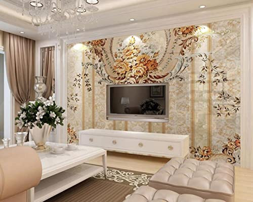 Papier peint 3D Motif fleur avant la lune sous la couleur sculptée Art TV Fond mural * 430 cm x 300 cm