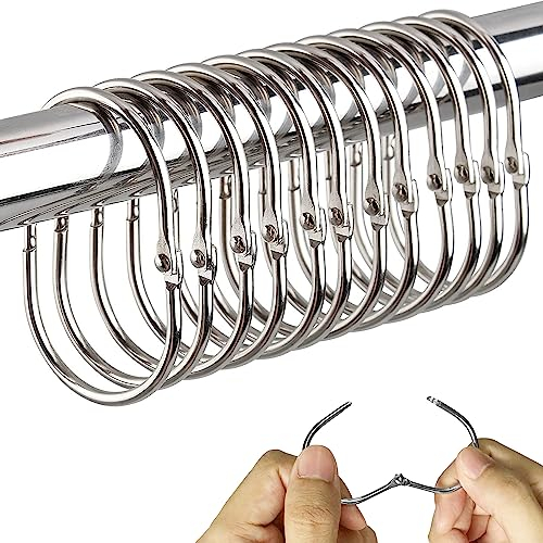 TAFACE 12 Ganchos para Cortina de Ducha, Anillas Colgantes de Cortina de Ducha de Metal Inoxidable, Ganchos ovalados para Cortina de Ducha, Accesorios para Cortina de Ducha de baño (Plata)