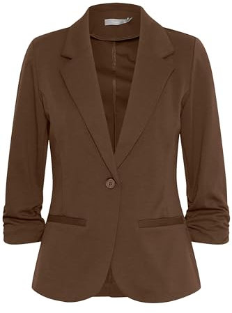 fransa FRZablazer Damen Blazer Kurzblazer Jacke mit Stretch Geraffte Ärmel mit Taschen, Größe:M, Farbe:Carafe (191116)
