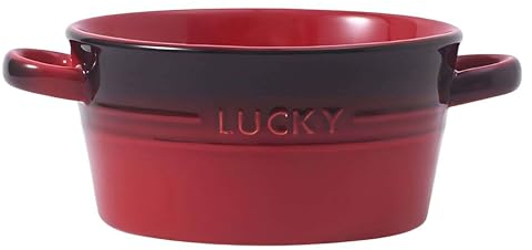 TYMYYS Bol Avec Anse, Bol Soupe, Bol Petit Dejeuner, Bol Micro Onde, Bol Enfant, Vaisselle, Bol Chinois, Bol Asiatique-rouge-12.5cm, 500ml