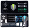Engelhart – 062013 – 3er-Set Longfield Dartpfeile mit weicher Spitze – Schwarz beschichtet in einem Dartpfeil-Etui mit Dart-Zubehör
