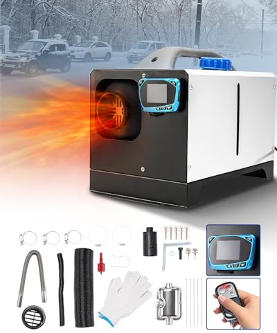 ShockFlo Riscaldamento Diesel, 12 V, 8 KW, Riscaldamento Diesel, riscaldatore ad Aria Diesel con silenziatore LCD, Display di Alta qualità, Riscaldamento ad Aria, per Auto, Camper, Camper (Bianco)