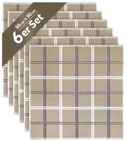 Lashuma 6er Geschirrtuchset 50x50 cm Frottee, Lyon Küchenhandtücher Kiesel - Grau