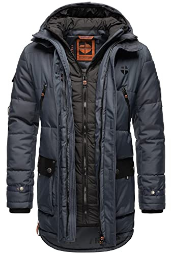 STONE HARBOUR Herren Winterjacke Winterparka Parka Jacke Mantel Wintermantel warm gefüttert Tahaa S-XXL (DE/NL/SE/PL, Alphanumerisch, L, Regular, Regular, Stone Blue)