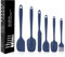 Spatulas Set of 6, Food Grade Silicone Spatulas, Rubber Spatulas Heat Resistant, Stainless Steel Core, Kitchen Utensils Nonstick for Cooking, Baking and Mixing, Pure Dark Blue
