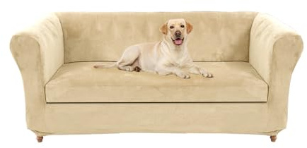 ZYBSLCSY Chesterfield Sofabezug Stretch-1 2 3 Stück Couchbezug Weicher Samt, Anti-Rutsch-Couchbezug Möbelschutz (Beige,Love+1 pc Large 2-Seat)