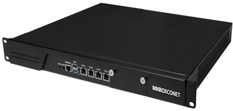 MNBOXCONET 1U Rackmount 19'' Firewall Appliance N200, 32GB RAM 512GB SSD, Router PC Triple Display, 4 x 2.5GbE I-226V LAN, OPNsense, Router, Network, Barebone, Console