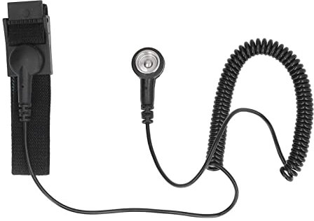 ANKROYU ESD-Armband, wiederverwendbares PU-ESD-Armband mit Erdungsdraht, ausziehbarem langen Kabel, antistatischem Handgelenkband, antistatischem Armband für einfache Erdung (Schwarz)