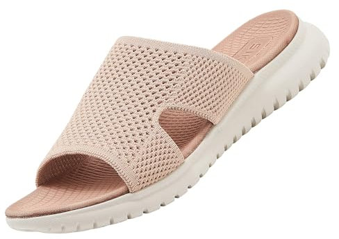 Acfoda Sandalen Damen Sommer Bequeme Pantoletten Leichte Hausschuhe Weiche Latschen Casual Schlappen Elegant Slipper Hausschlappen Sandale mit Fussbett Rosa B 39