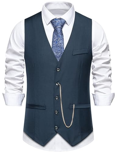 Miaikvs Gilet de Costume décontracté Pour Hommes Gilet Formel sans Manches à col en V Pour Mariage et Fête d'affaires ou Encore Tenue Quotidienne(M107 Marine,XXL)