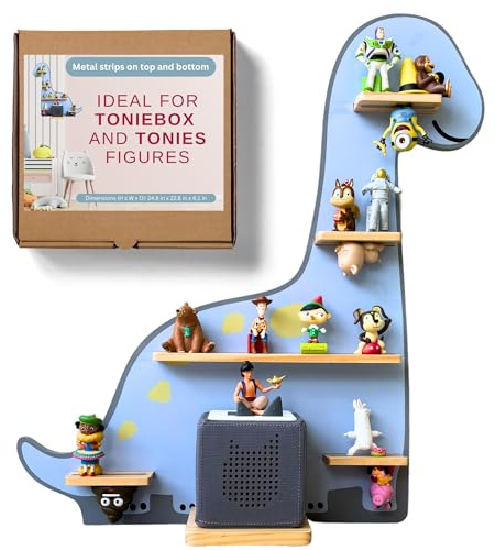 BigStep Tonie Shelf for Toniebox - Large Dinosaur Tonie Shelf, Dual Magnetic Strips Top & Bottom, Wall Mount or Free Standing, Holds 18+ Tonie Figures, Compatible with Toniebox Gen 1 & 2