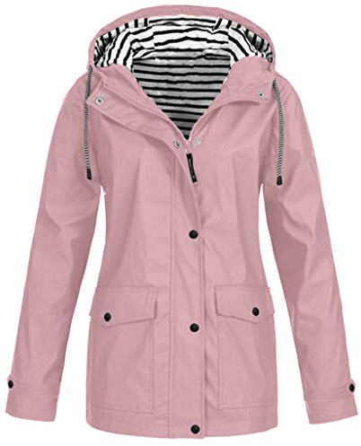 NaLatia VêTements ImperméAbles Femme Veste Coupe-Vent Avec Poches Et Doublure ZippéE Manteau Coupe-Vent De Couleur Unie ImperméAbles Pour Femmes Vent Femme Imperméable