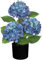 Hollyone Künstliche Hortensie im Topf, Blau Hortensien Kunstblumen Deko Blume mit Topf Seidenblume für Haus Bad Büro Tisch Dekoration