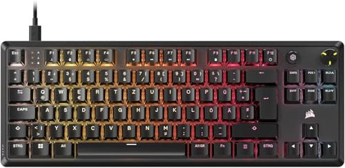 CORSAIR K70 CORE TKL RGB Mechanische Tenkeyless-Gaming-Tastatur – Vorgeschmierte CORSAIR MLX Red v2 Linear Switches – SOCD – Zweischichtige Schalldämpfung – ABS Keycaps – QWERTZ DE – Schwarz